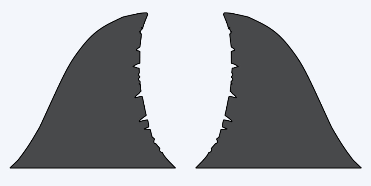 Shark fin decals (2) Right and left.