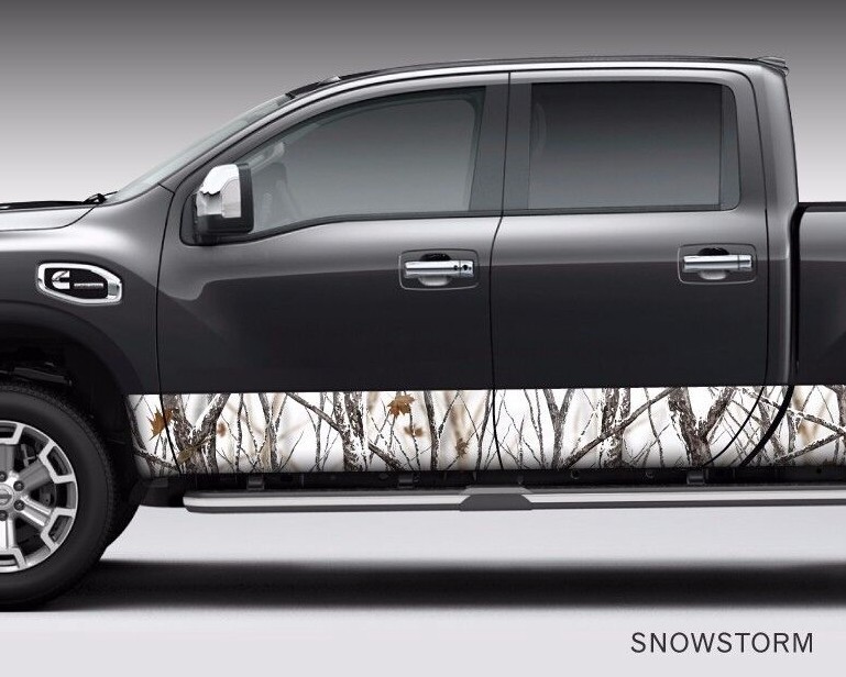 Camo “Snowstorm” Rocker Panel Graphic Decal Wrap Kit Truck Large – 6 Sizes