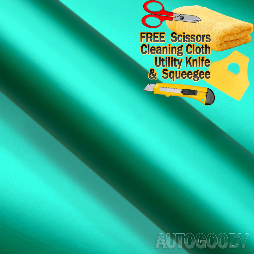 36″ x 60″ Satin Matte Chrome Metallic Teal Green Vinyl Film Wrap Bubble Free