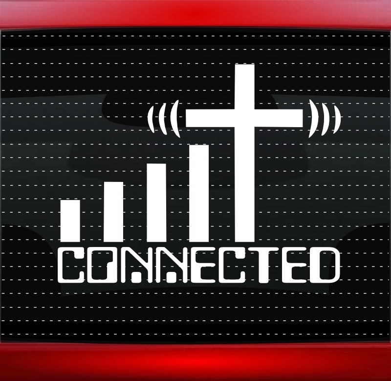 Connected Cross WiFi Christian Car Decal Truck Window Vinyl Sticker (20 COLORS!)