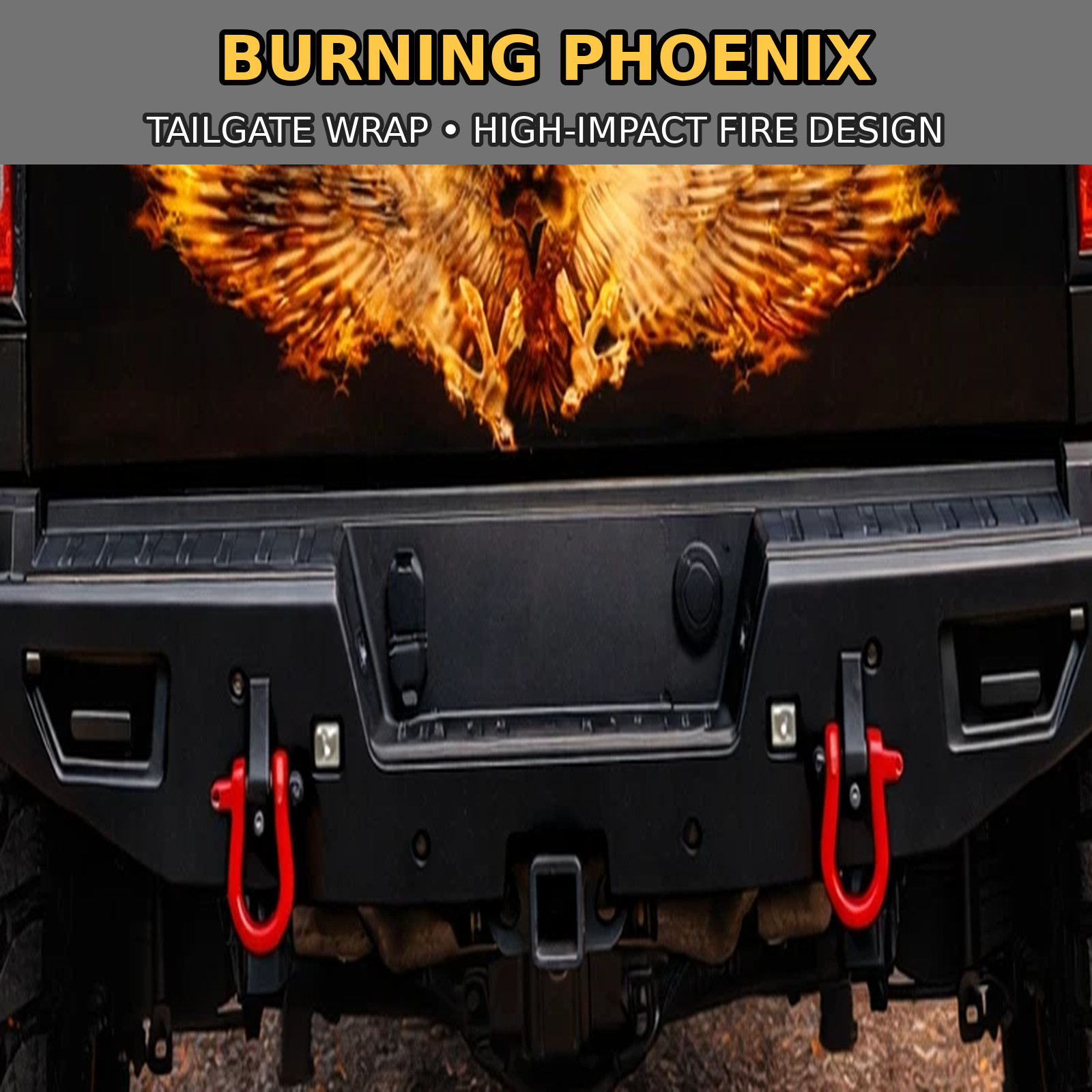 Tailgate Wrap BURNING PHOENIX Vinyl Decal Universal Fit – Truck Back Graphic