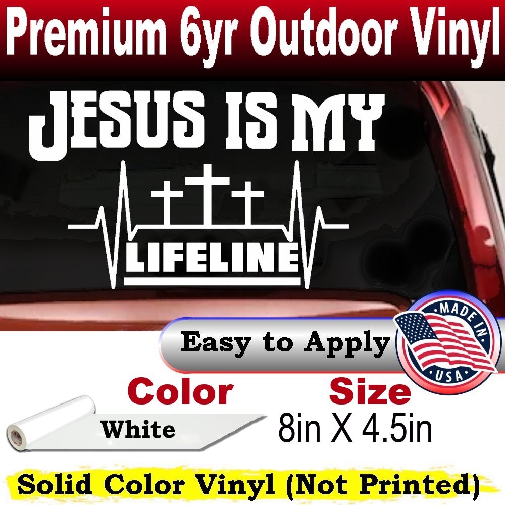 Jesus Is My Lifeline Car or Truck Window Laptop Decal Sticker White 8X4.5