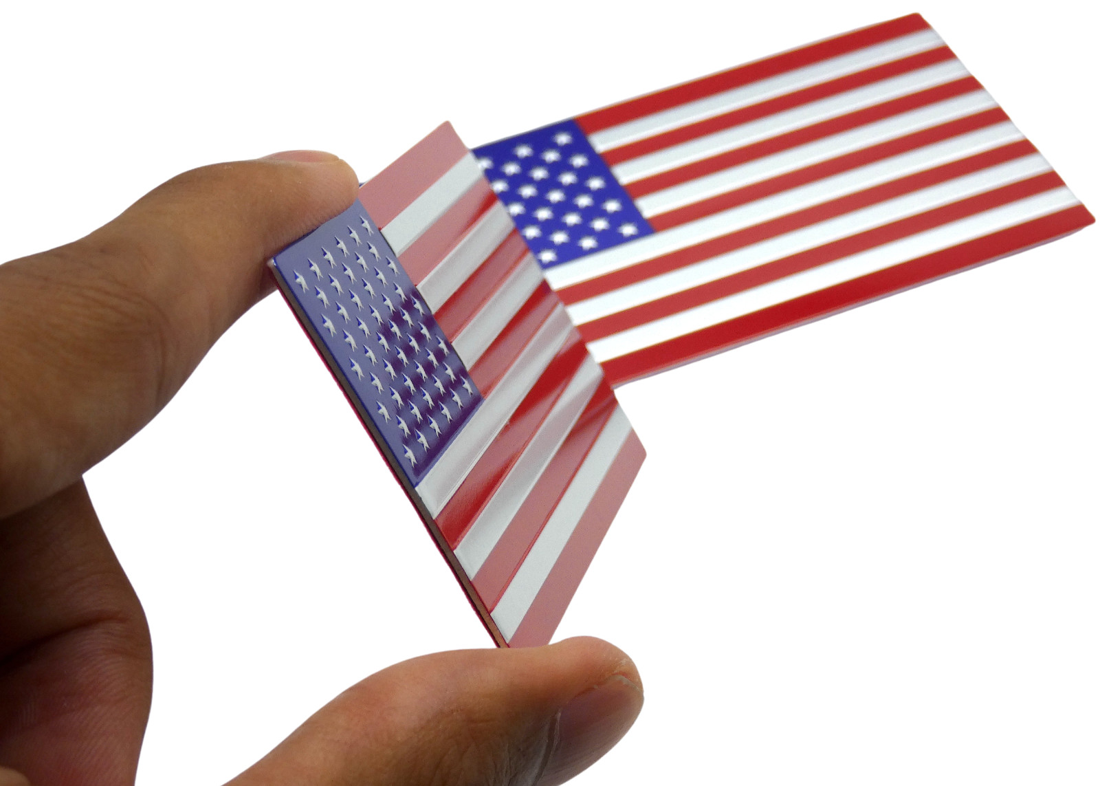 2x ALUMINUM American Flag Decal Sticker Car, Motorcycle, Patriotic Color