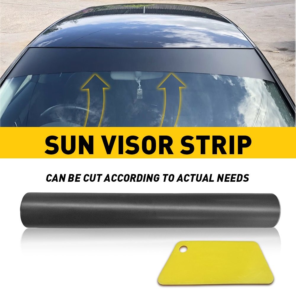 Car Sun Visor Strip Tint Film Front Windshield UV Shade Banner Matte Black NEW
