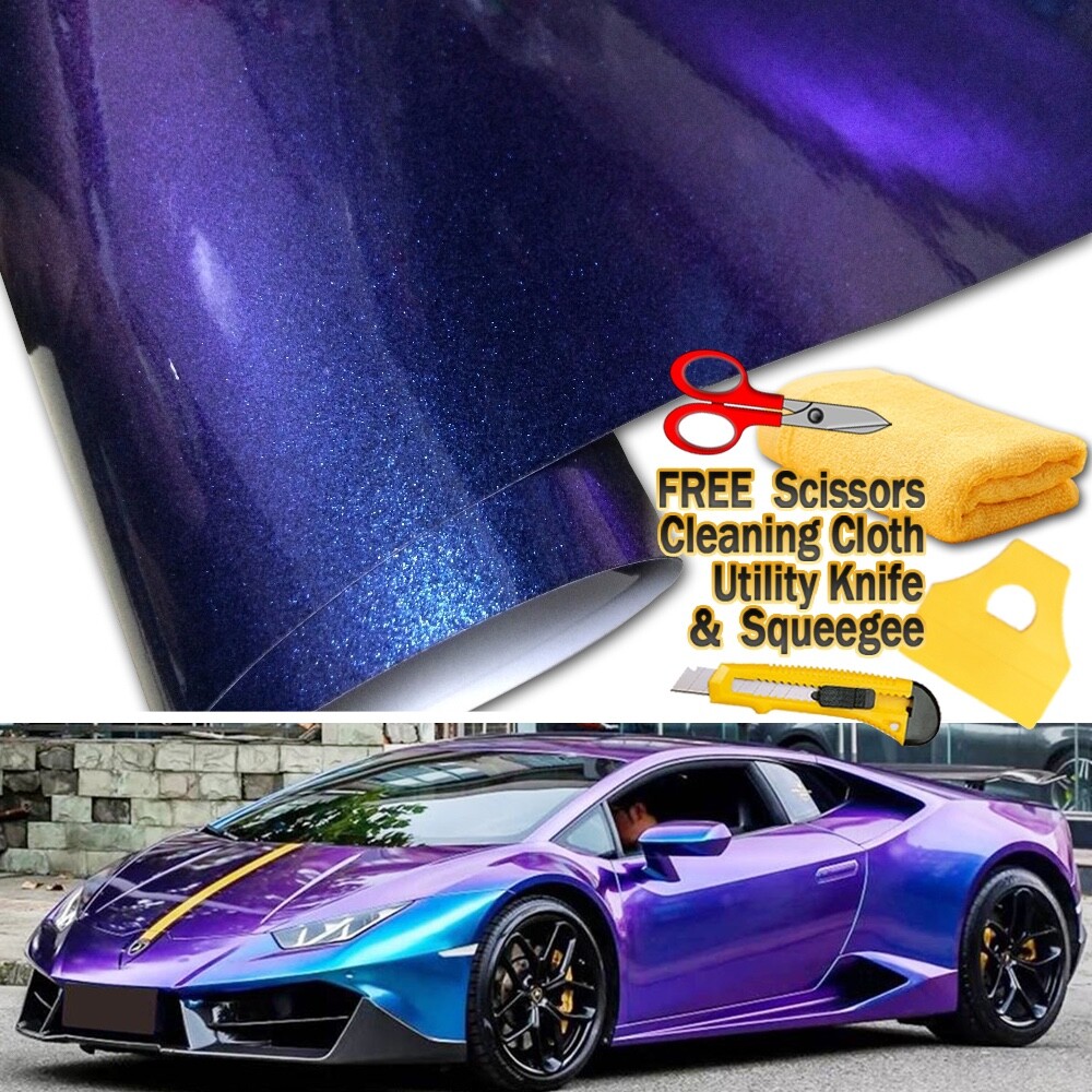 108″ x 60″ Gloss Metallic Chameleon Purple Blue Vinyl Film Wrap Air Bubble Free