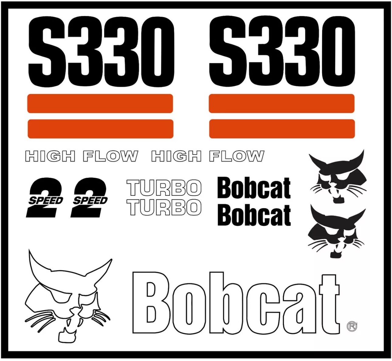 DECAL KIT for Bobcat skidsteer T200 track loader decals Stickers .
