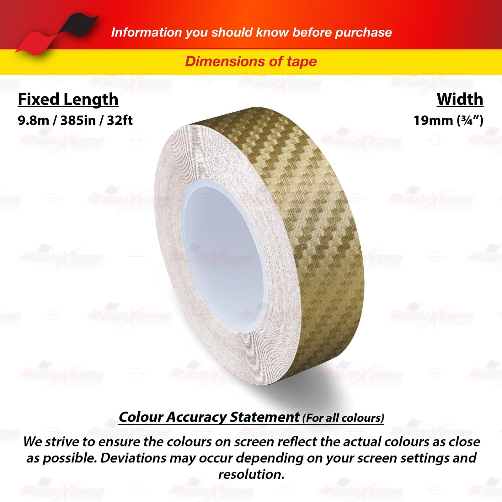 3/4″ 19mm PinStriping Stripe Styling Decal Vinyl Sticker CARBON FIBER DARK GOLD