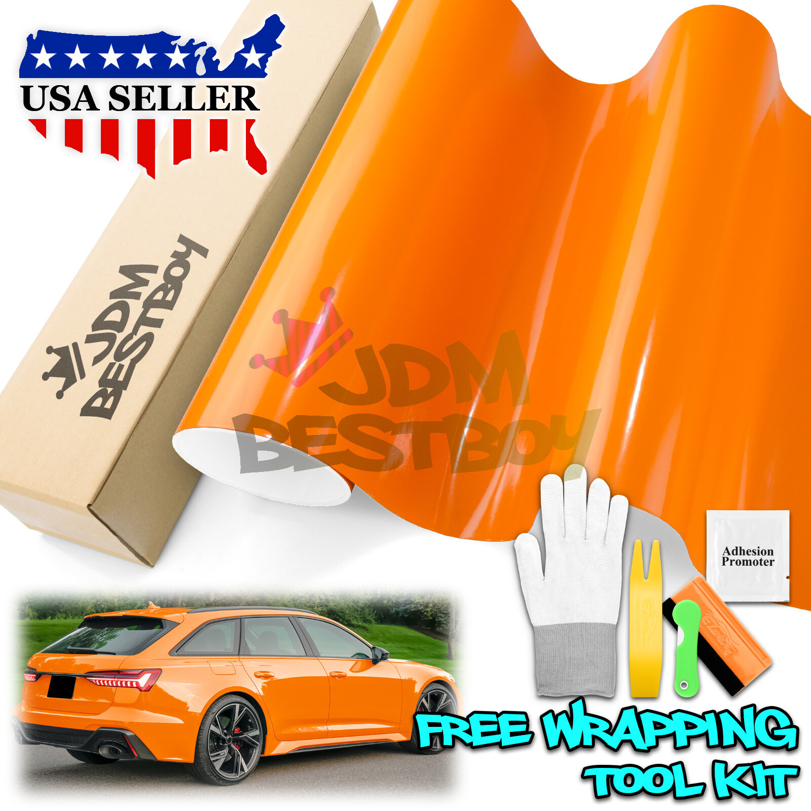 Gloss Orange Glossy Vinyl Car Wrap Sticker Decal Bubble Free Air Release Film