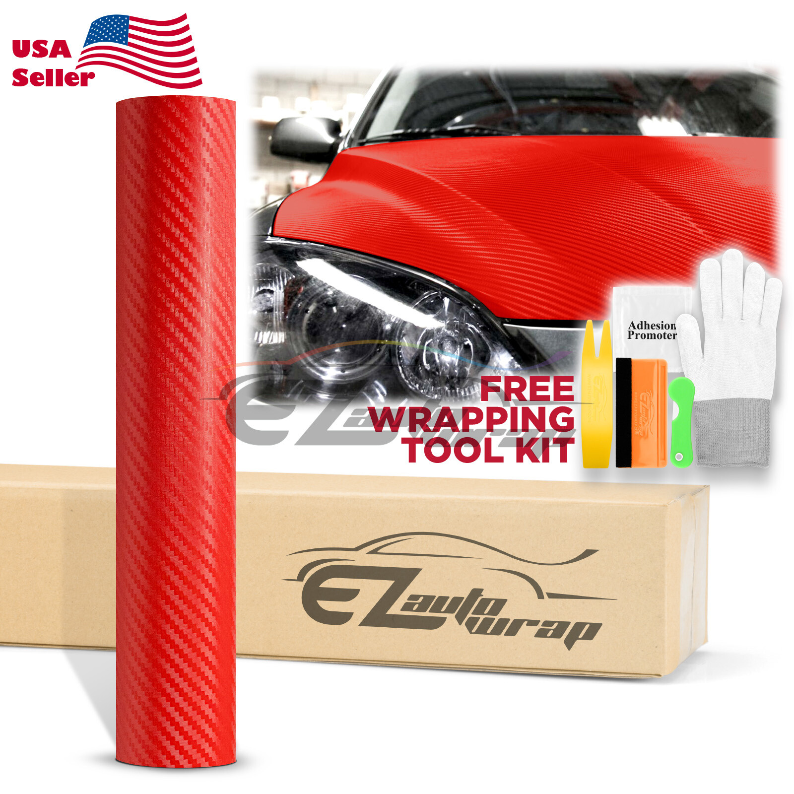 3D Carbon Fiber Red Texture Matte Vinyl Car Wrap Sticker Decal Film Sheet DIY
