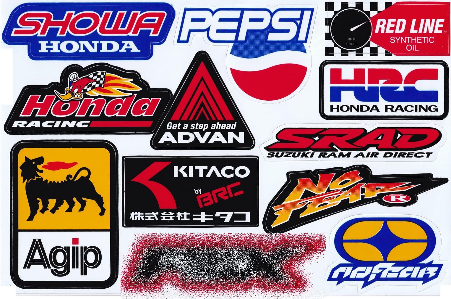 Set of 6 Multicolor Racing Stickers by Biker for Car, Metal, Plastic, Clear