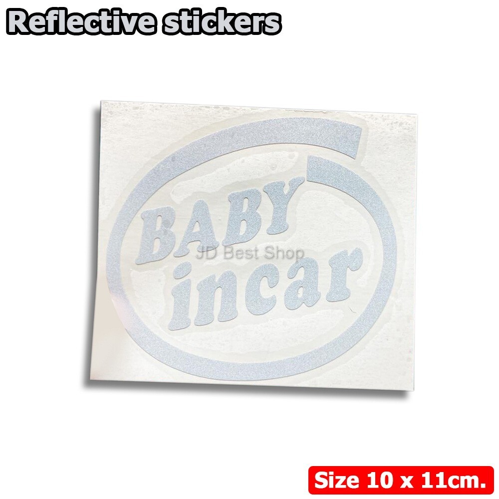 Baby In Car JDM Style Sticker Vinyl Dicut White Reflective good size Racing Cool