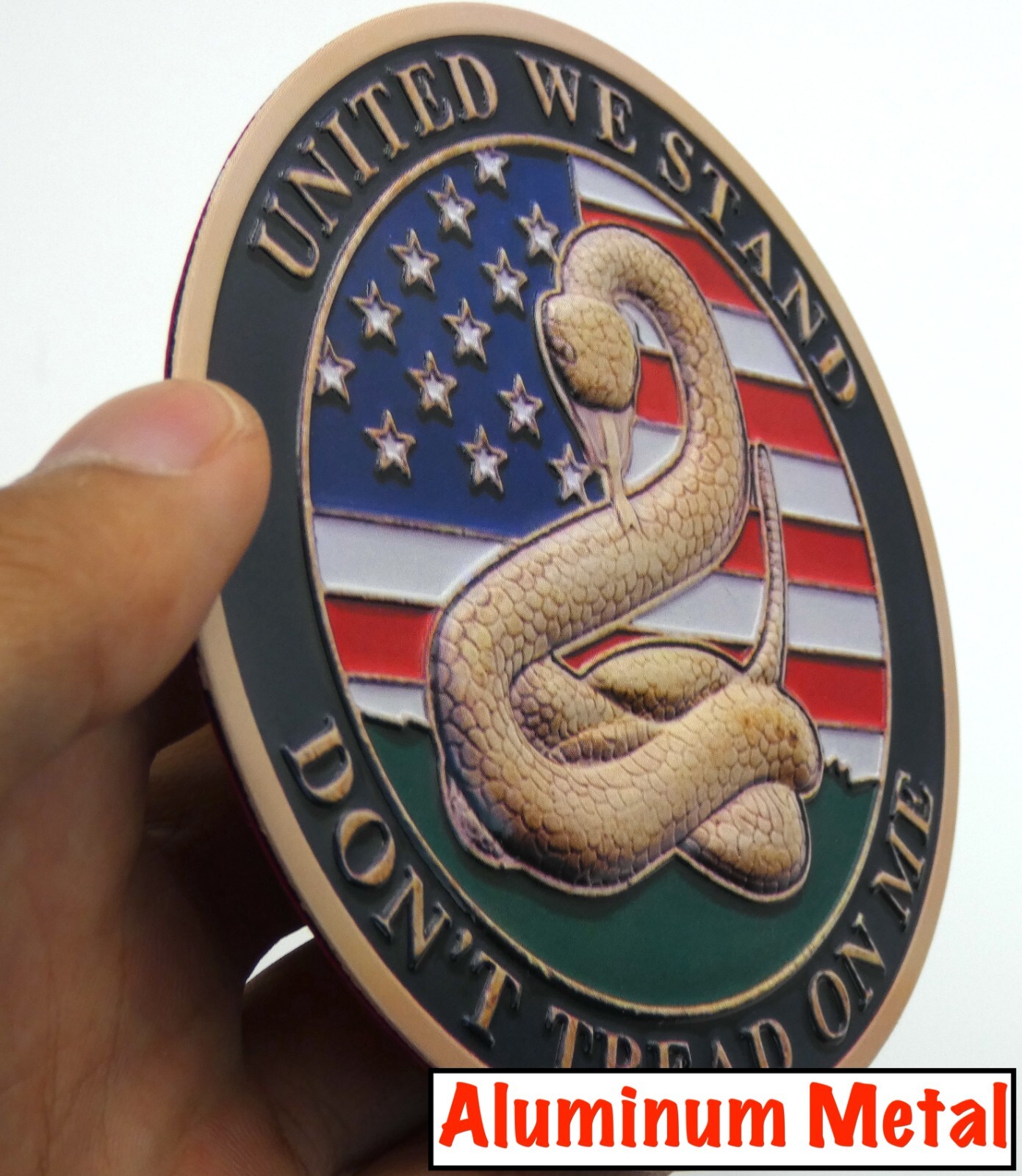 ALUMINUM Don’t Thread On Me Stickers Military Decals Motorcycle Car Emblem 3.5″