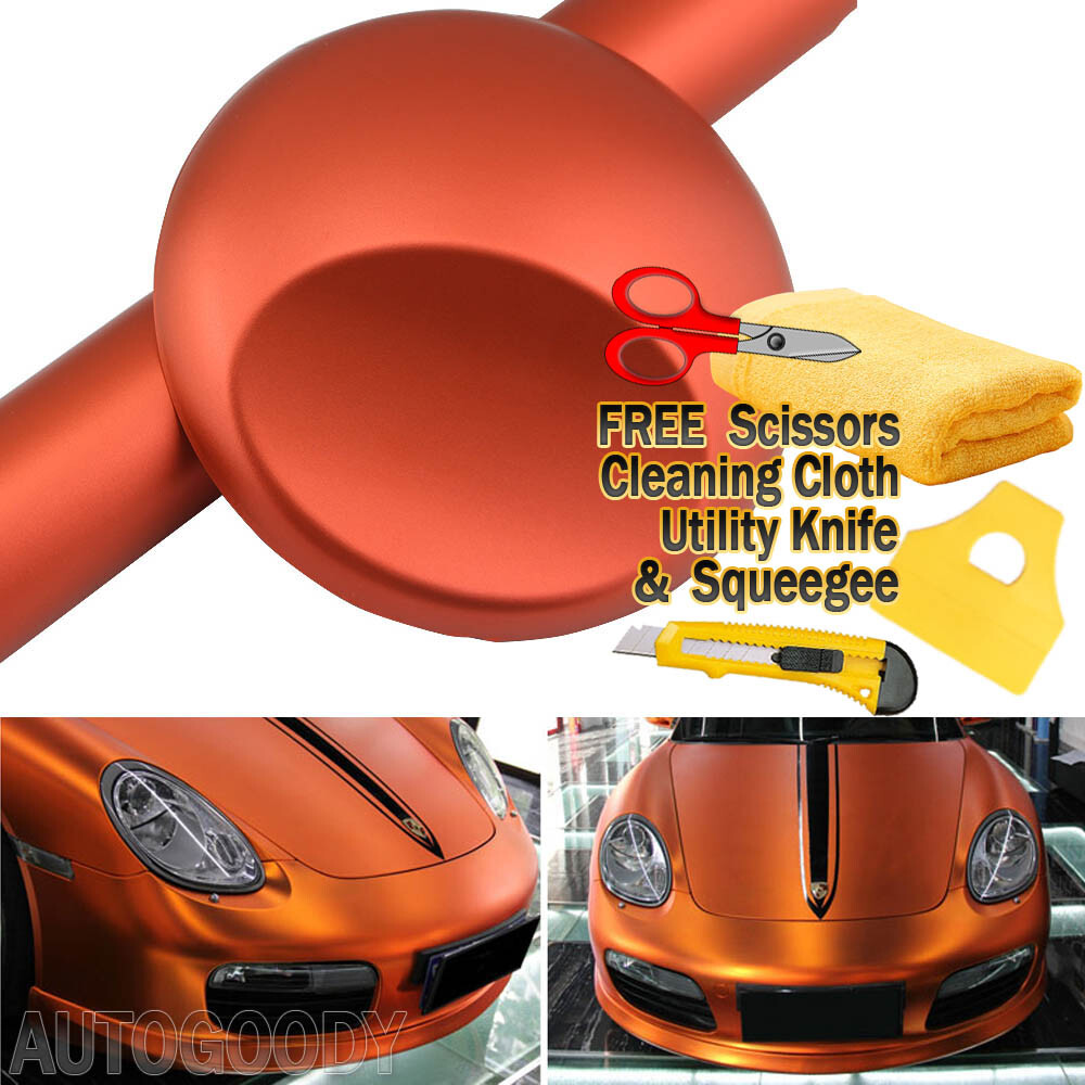 360″x60″ Satin Matte Chrome Metallic Orange Vinyl Film Wrap Bubble Free 30ftx5ft