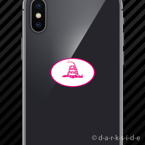 (2x) Pink Oval Don’t Tread On Me Gadsden Cell Phone Sticker Mobile Molon Labe