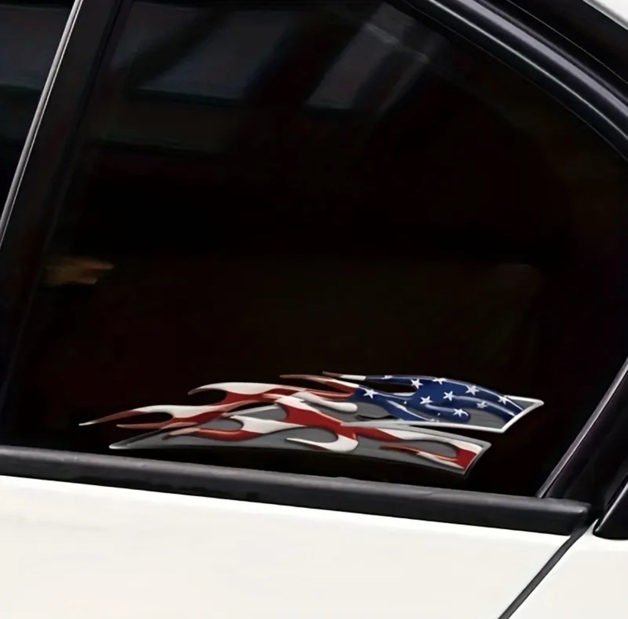 United States USA Flag 6” Inch Flame Patriotic Vinyl Sticker Decal Set 2PCS