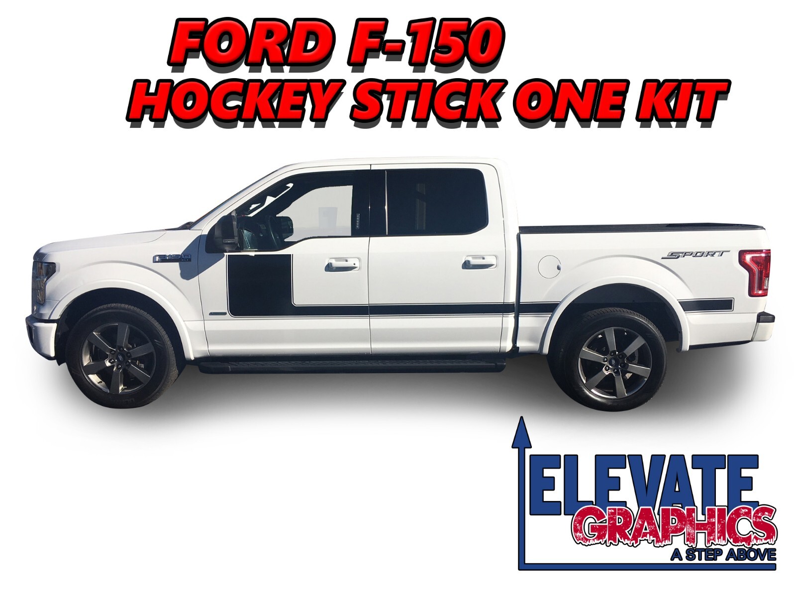 For Ford F-150 Graphics Side Hockey Stick One Stripes Vinyl Decals 2009-2020