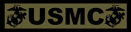 1.5×6 inch Green Tab USMC Bumper Sticker (marine corps logo car decal) USMC Lic.