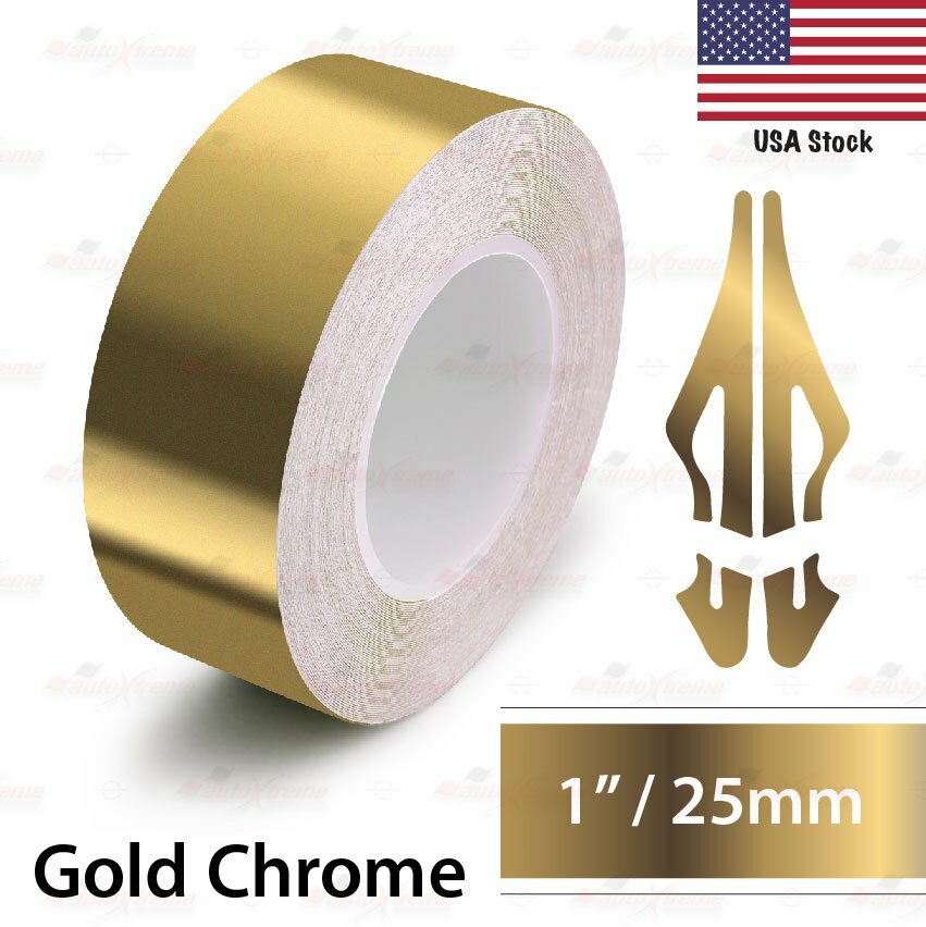 GOLD CHROME 25mm 1″ Roll Pin Stripe PinStriping Line Tape Vinyl Car MC STICKER