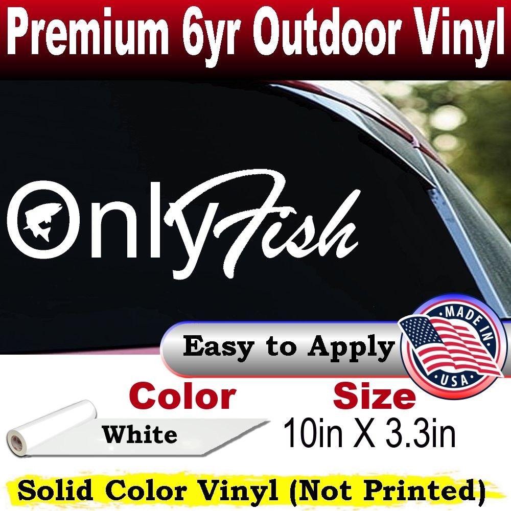 Only Fish Funny Fishing Car or Truck Window Laptop Decal Sticker White 10X3.3