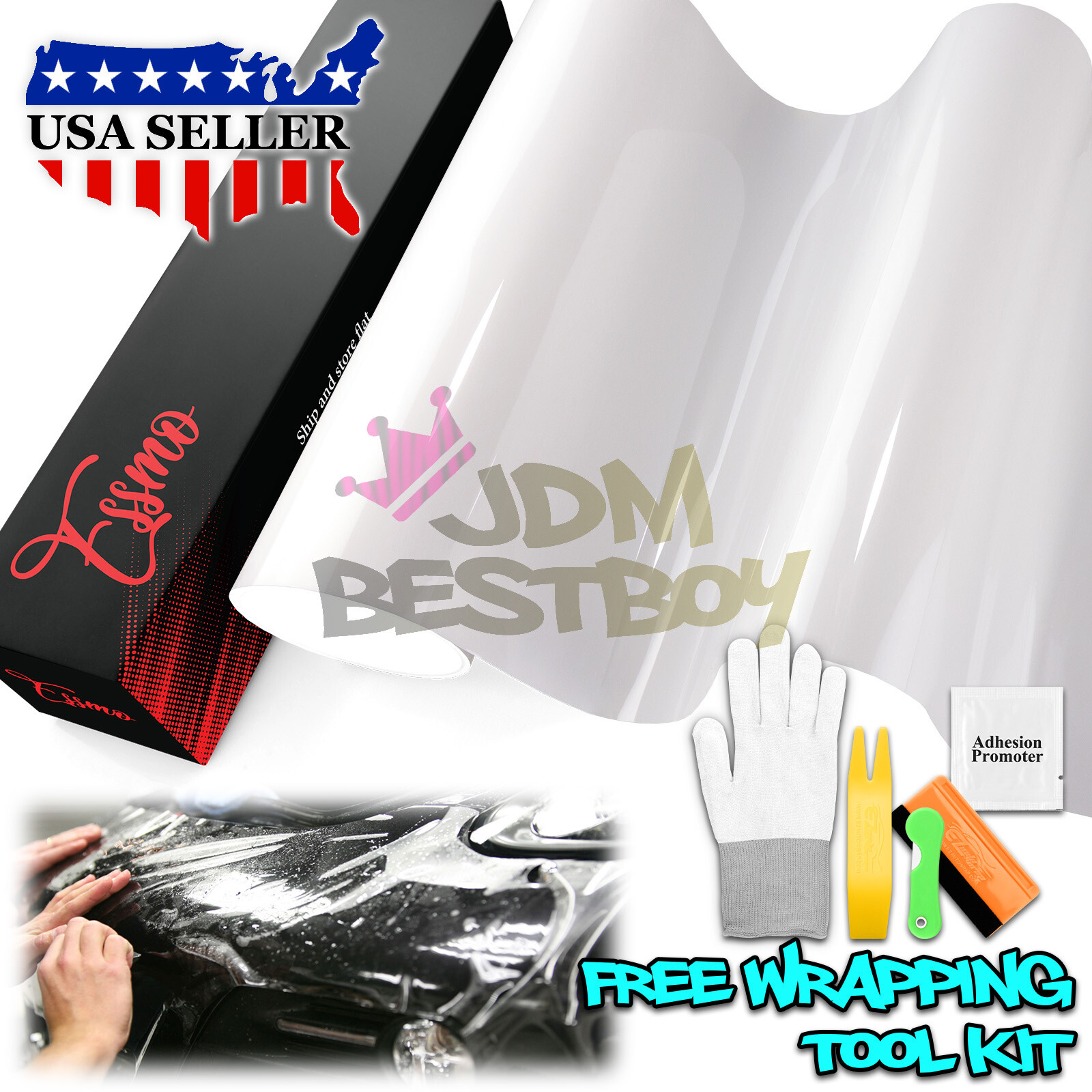 ESSMO PPF TPU Clear Gloss Paint Protection Tint Film Headlight Fog Tail Wrap DIY