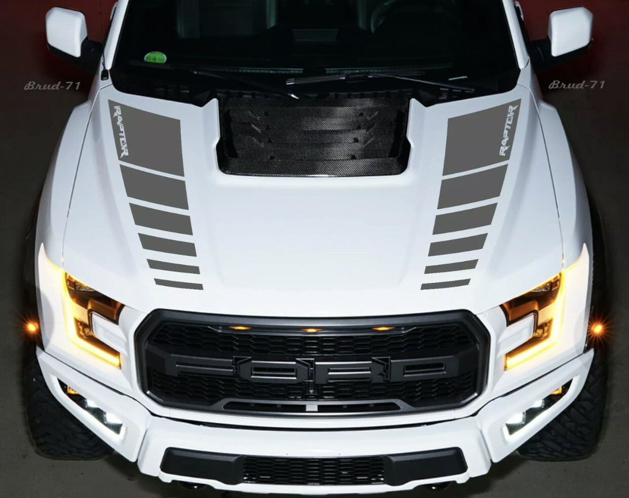 Hood Vinyl Decals graphics stripe – Ford Raptor F-150