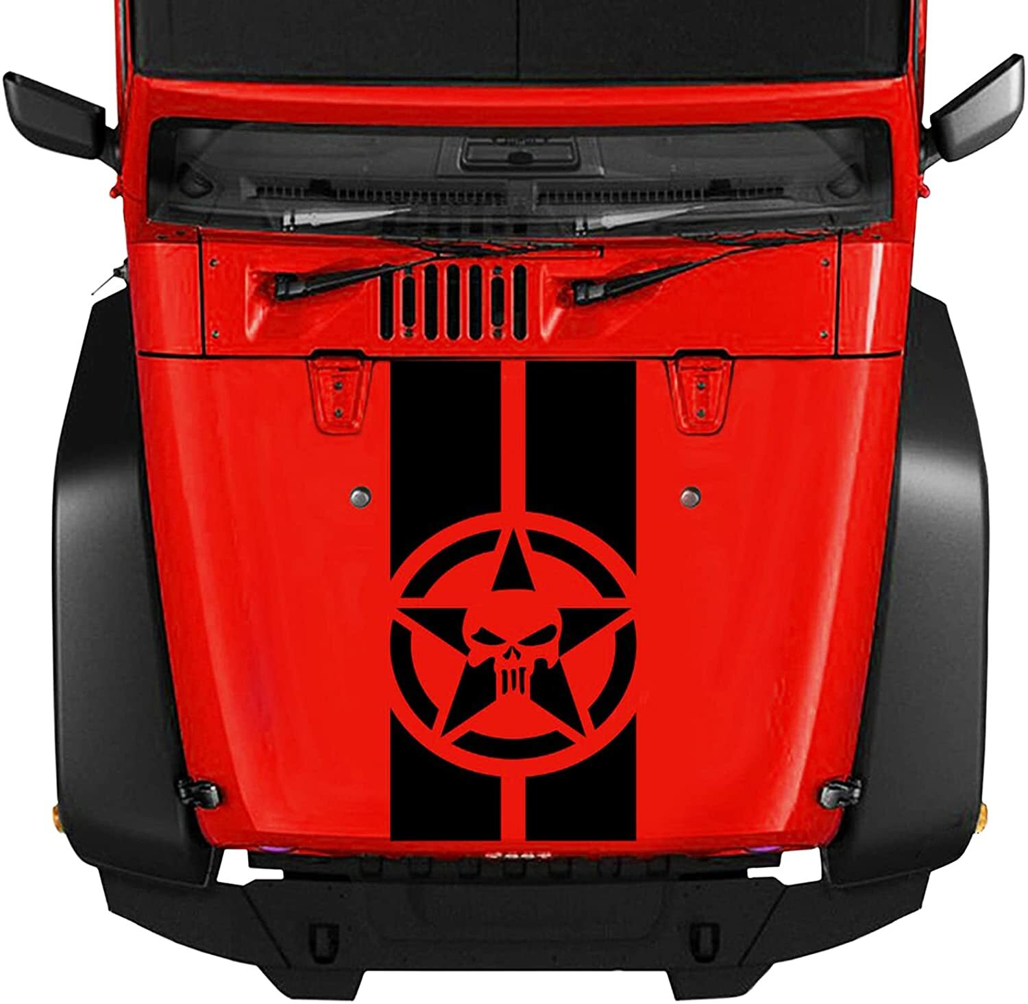 31″ x 15.5″ Skull Army Star Military Sticker Decal for Car Truck SUV Hood Body