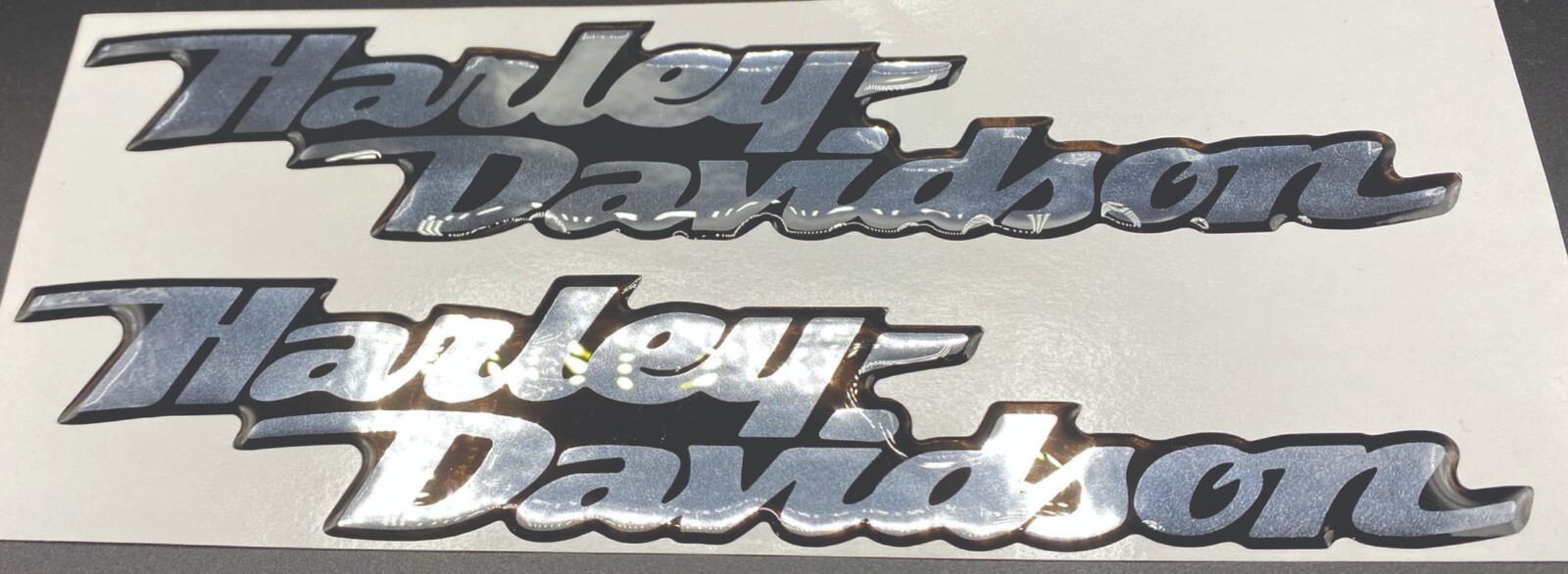 2 PC Harley Davidson CVO Custom 3D HD Fuel Emboss written resin Tank tank Curved