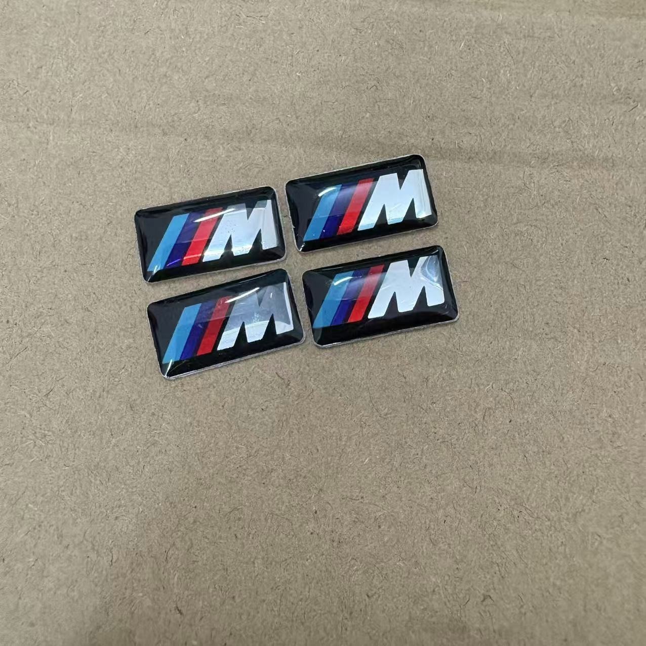 👑FIT FOR BMW WHEEL M BADGE STICKER EMBLEM DECORATIVE DECAL 17MM X 9MM 4PCS💞