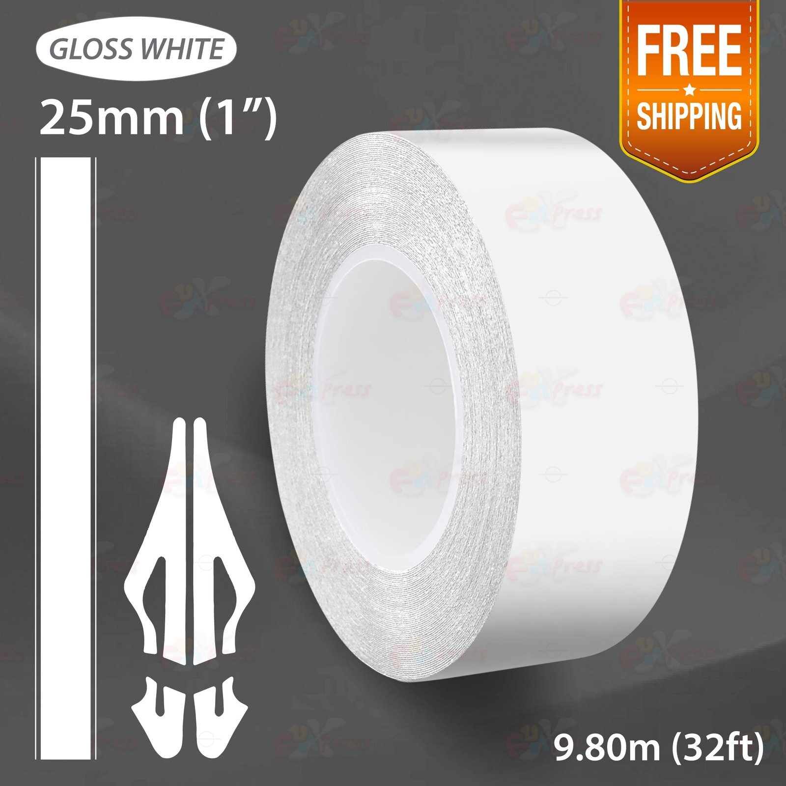 GLOSS WHITE 1″ 25mm PIN STRIPE Car Model Streamline TAPE Decal Vinyl Sticker