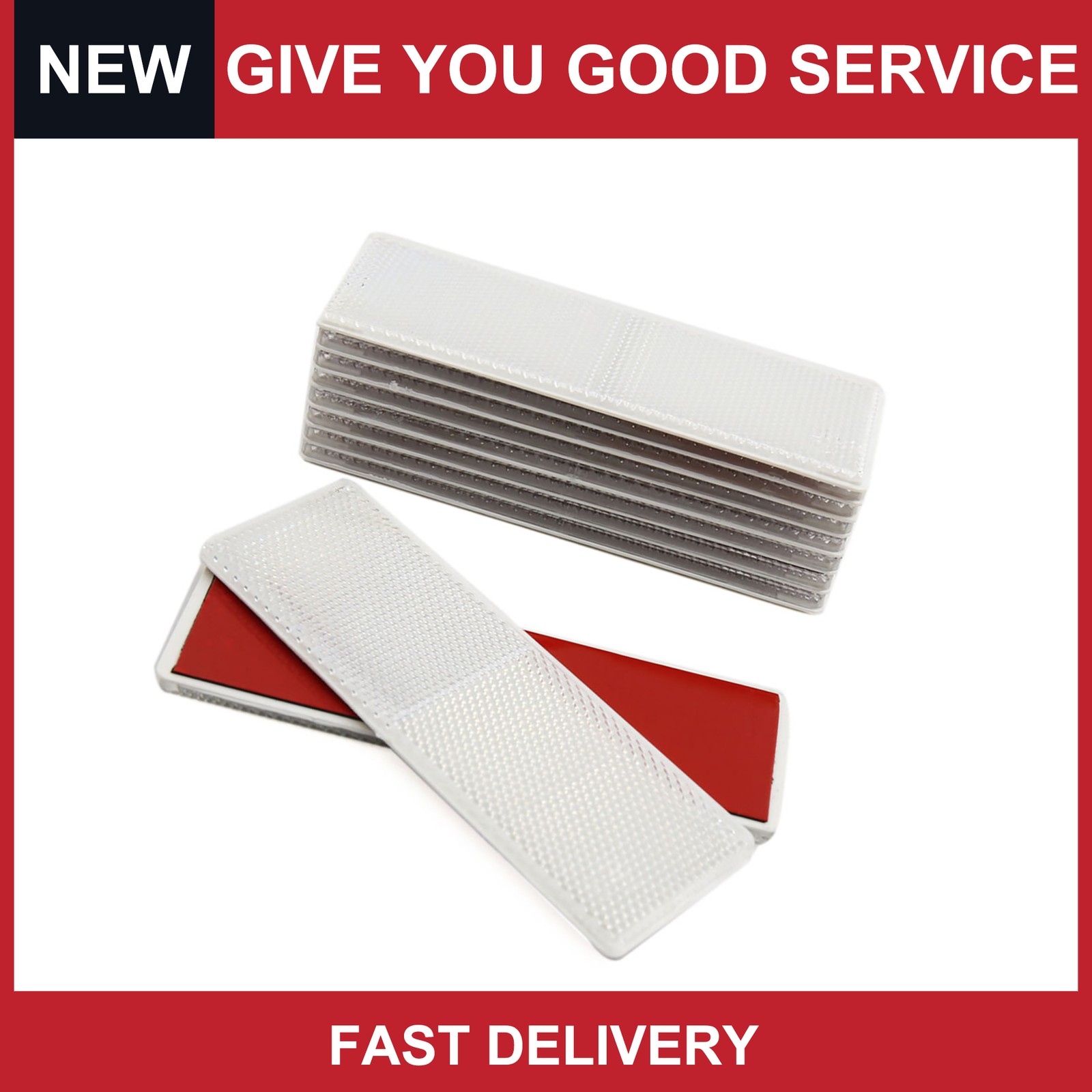 10Pcs White Plastic Auto Vehicle Rectangle Reflector Warning Plate Stickers