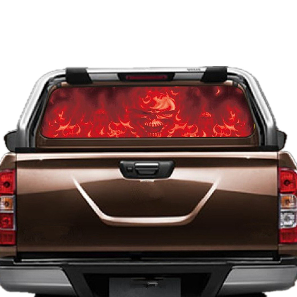 Red Flaming Skull Sticker Rear Window Graphic Decor Decal For Car Truck SUV