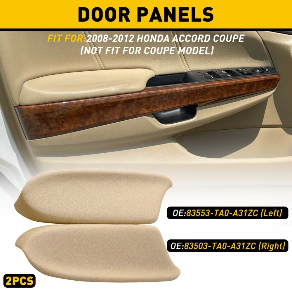 Pair 2008 For Honda Accord – 2012 Sedan Panel Door Armrest Leather & Left Right