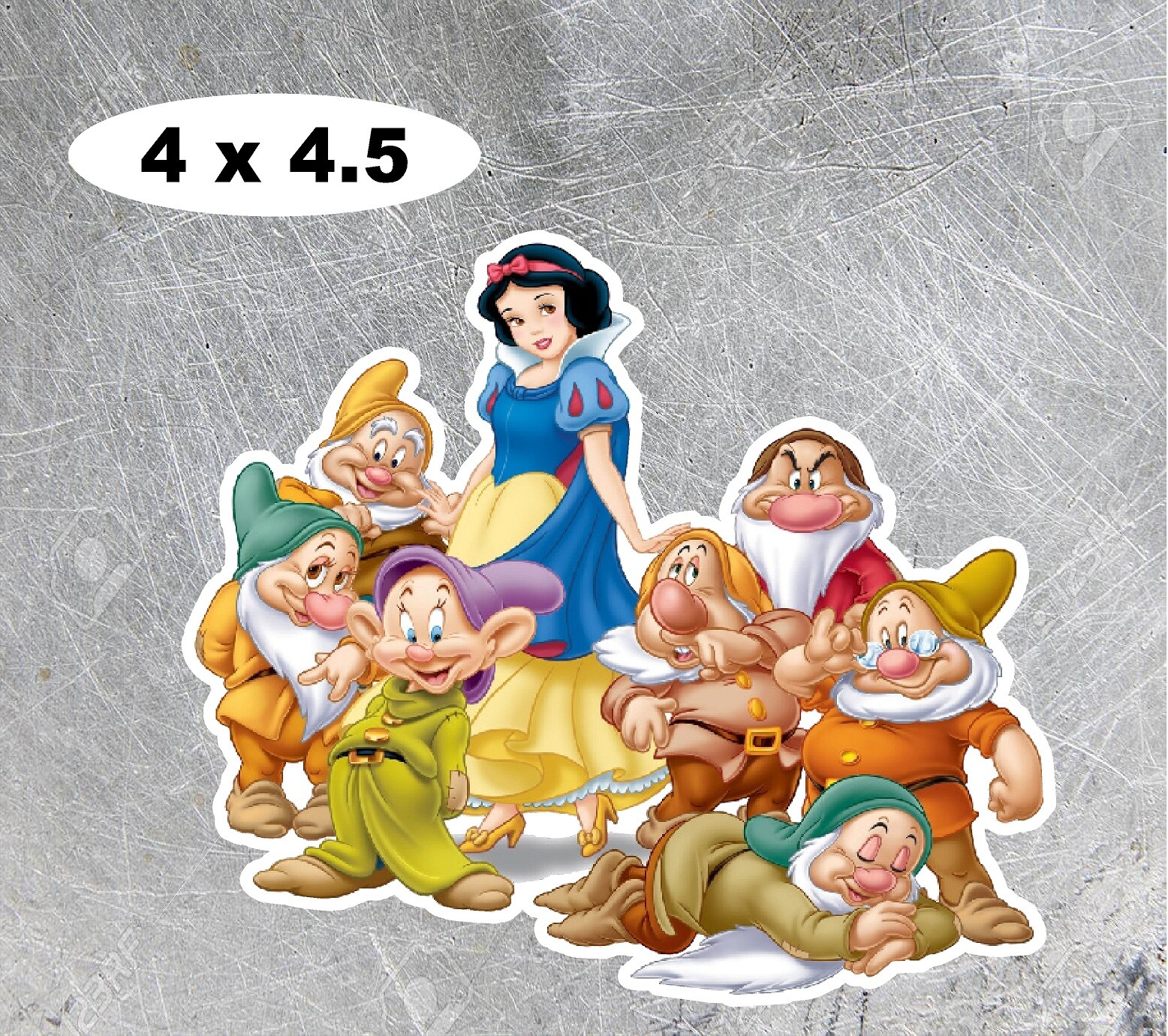 DISNEY SNOW WHITE 7 DWARFS Sticker/Decal  4″ x 4.5″ Laminated