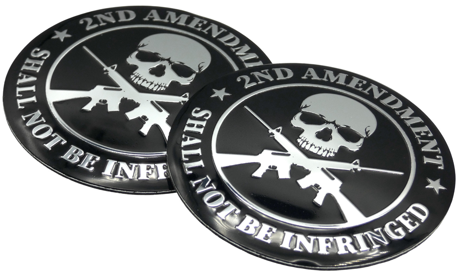 2x Metal 2nd Amendment Decal Sticker Emblem Badge Auto Car Truck Dome 2.20″