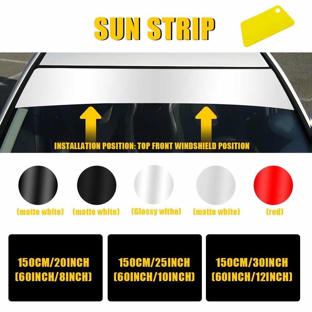 60” Car Window Tint Windshield Sun Visor Vinyl PVC Decal Strip Sticker Black