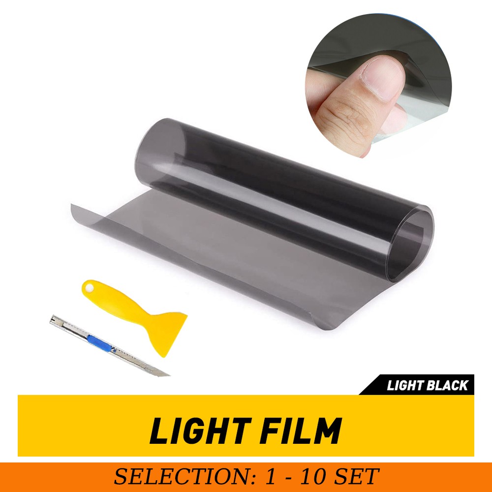 12″X 72″ Gloss Light Black Fog Headlight Taillight Tailgate Tint Film Vinyl 1-10