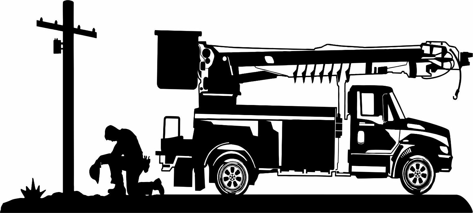 Lineman Electrician Wireman Kneeling Praying Car Boom Truck Vinyl Decal Sticker