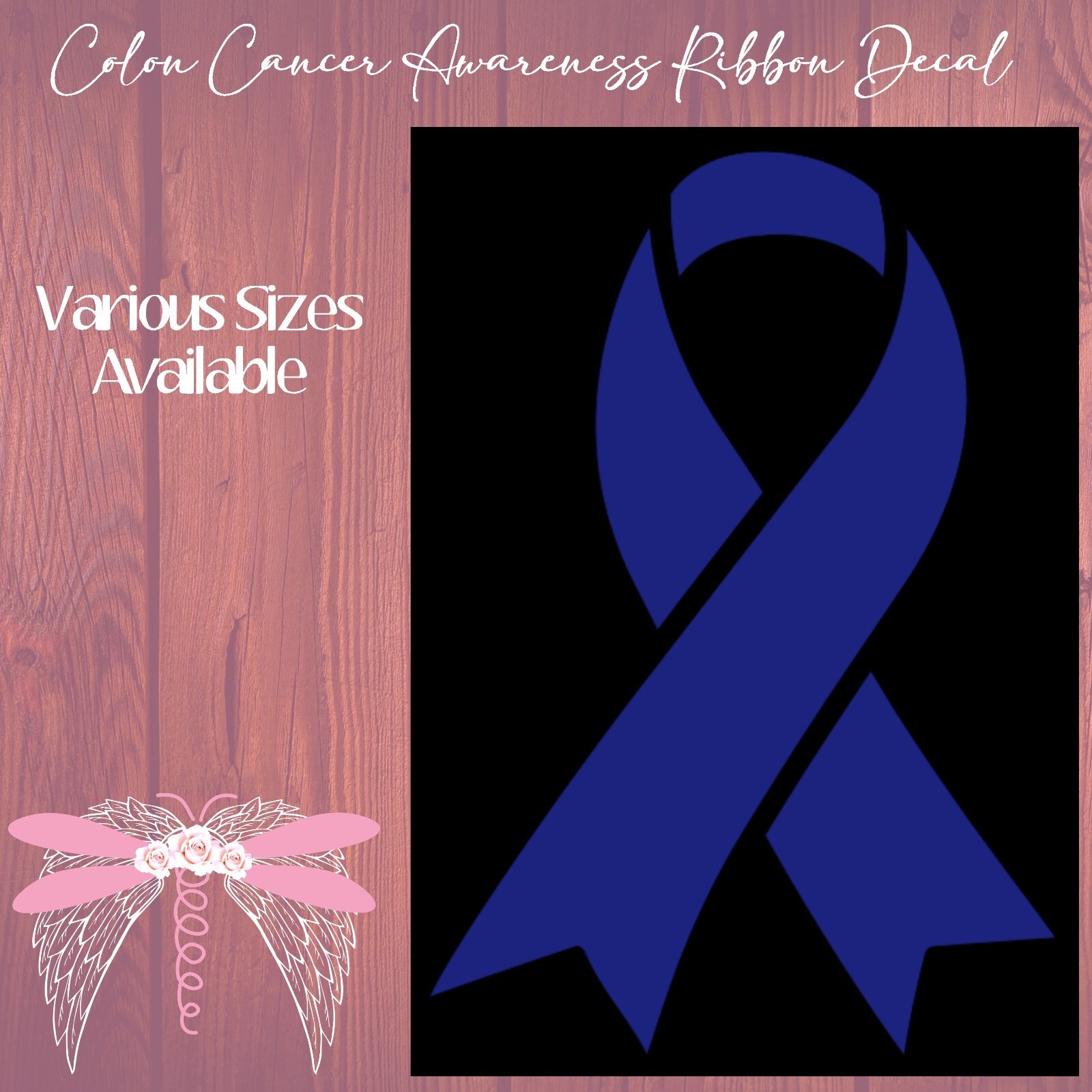 Colon Cancer Awareness Ribbons Dark Blue Vinyl Decal Stickers 22 Sizes Available