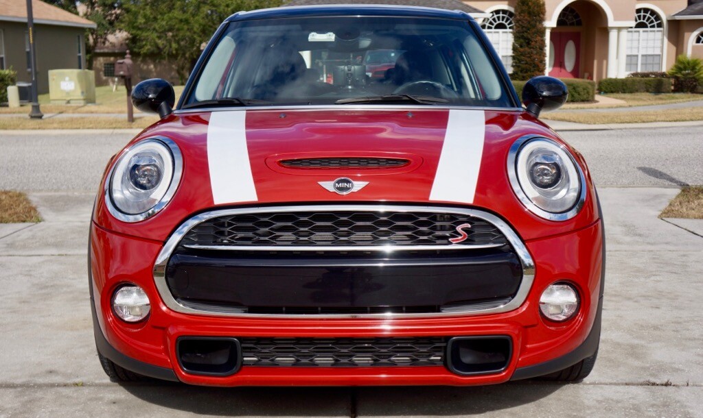 White with Custom Color Border Hood Stripes Laminated- Mini Cooper 2014-2024