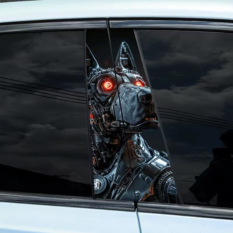 2pcs Machinery and Animals Car Center Pillar Sticker B-pillar Protective Film