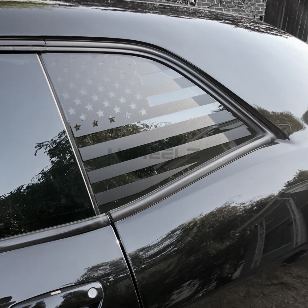 Quarter Window Black USA Flag Decal Sticker Trim Fit Dodge Challenger 2008-2022