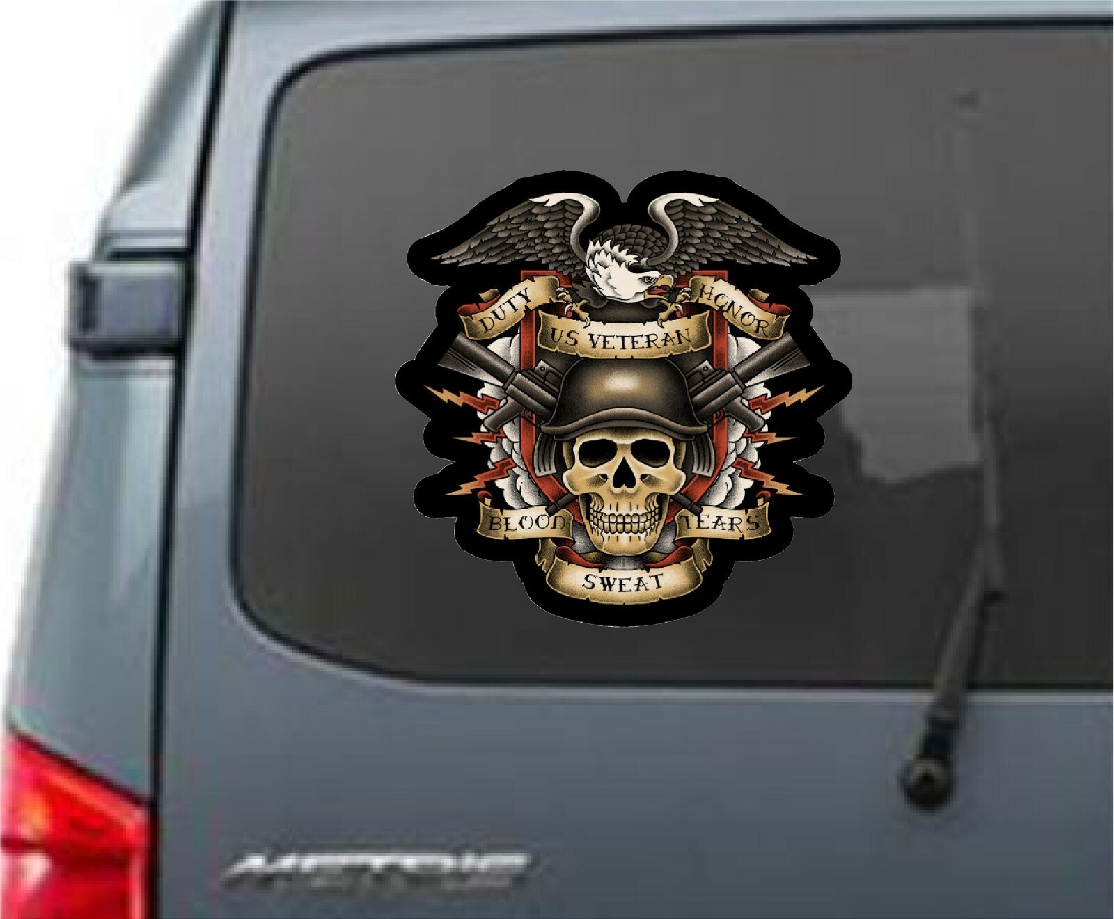 VETERAN BLOOD SWEAT & TEARS  Window Sticker 4″ H x 4″ W  LAMINATED 