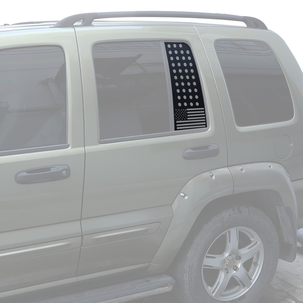 Rear Window Triangle Glass Sticker Trim Decals For Jeep Liberty 1999-2007 Black