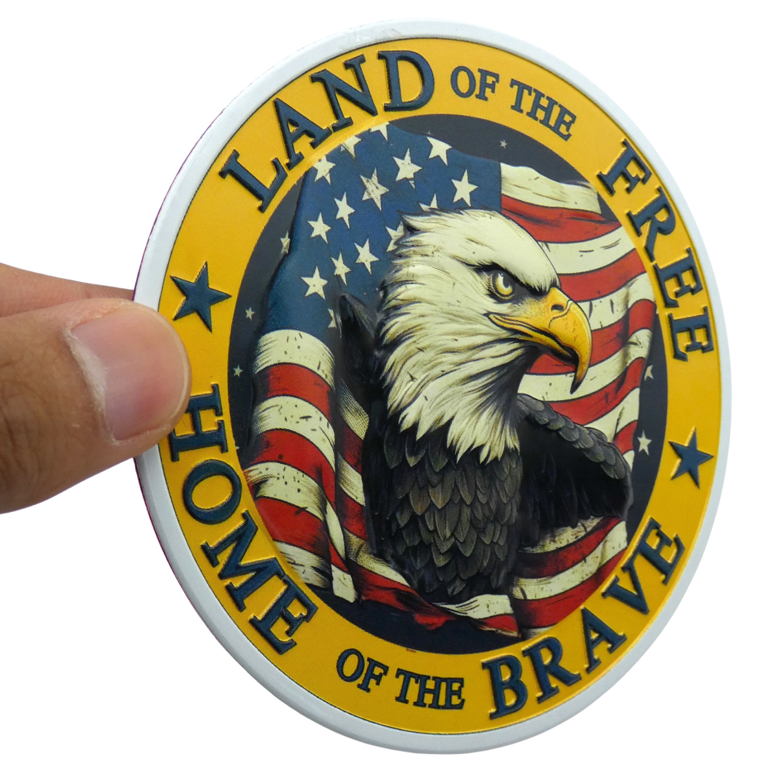 ALUMINUM Land Of The Free Decal Sticker – Patriotic, Army, Veteran 3.5″