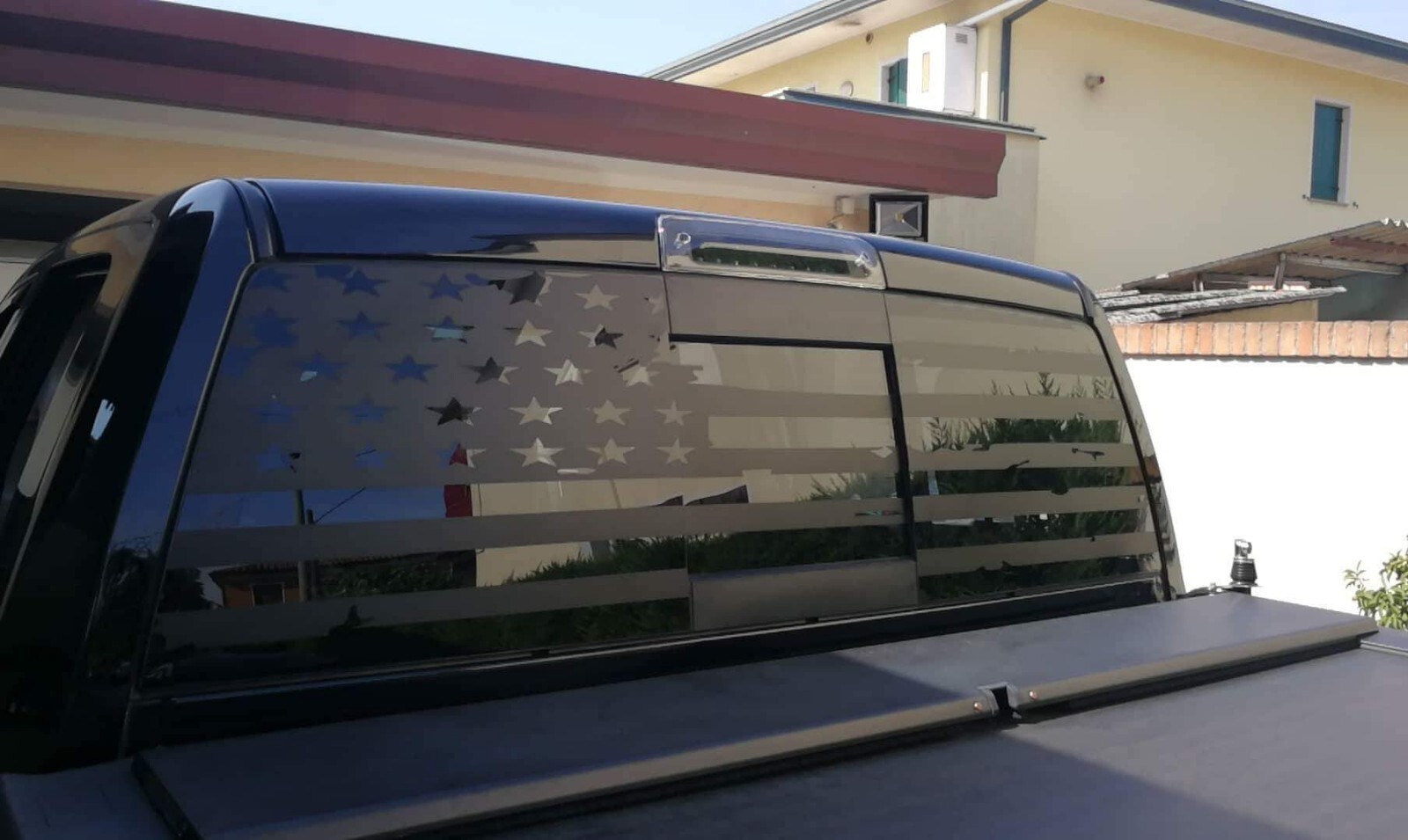 Tattered American Rear Glass Flag .. VINYL. Compatible With DODGE RAM