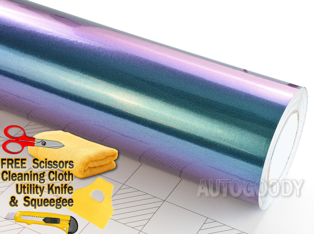 180″ x 60″ Gloss Metallic Chameleon Purple Teal Vinyl Film Wrap Air Bubble Free