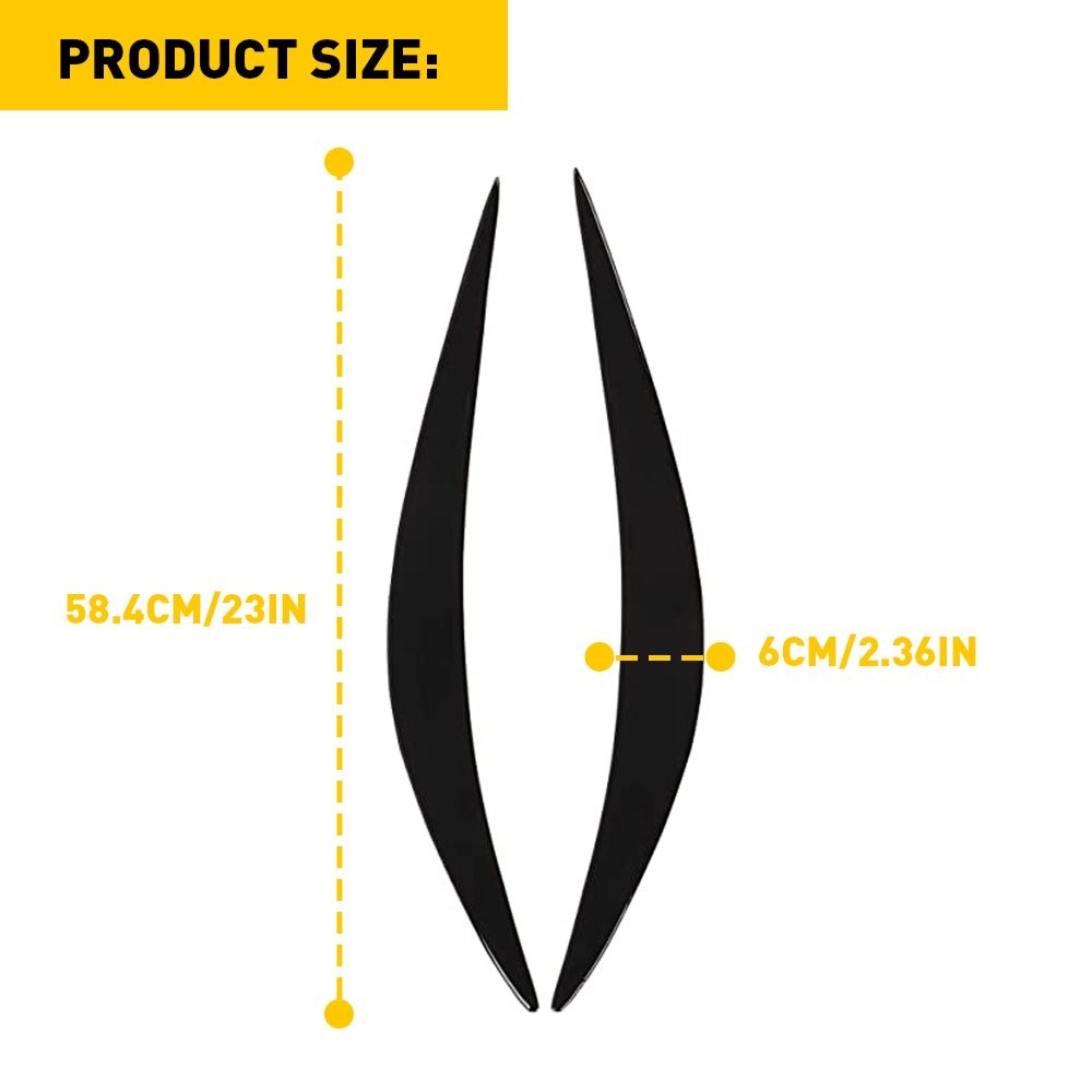 For Infiniti Q50 2014-23 Gloss Black Headlight Cover Eyelid Eyebrow Eye Lid 2-20
