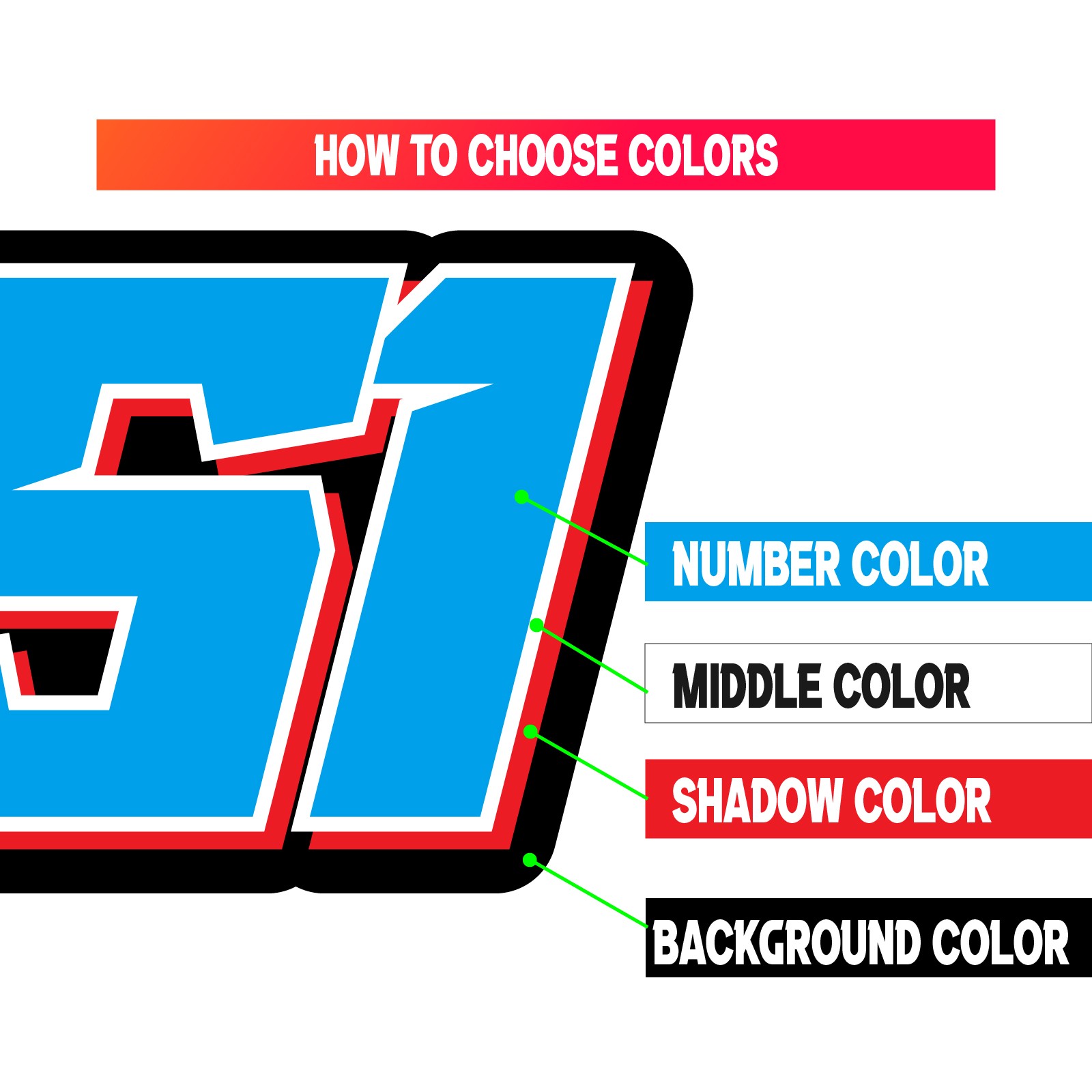 Number Name Stickers 8 inch Height x1 For HPDE SCCA Car Side Doors & Bikes