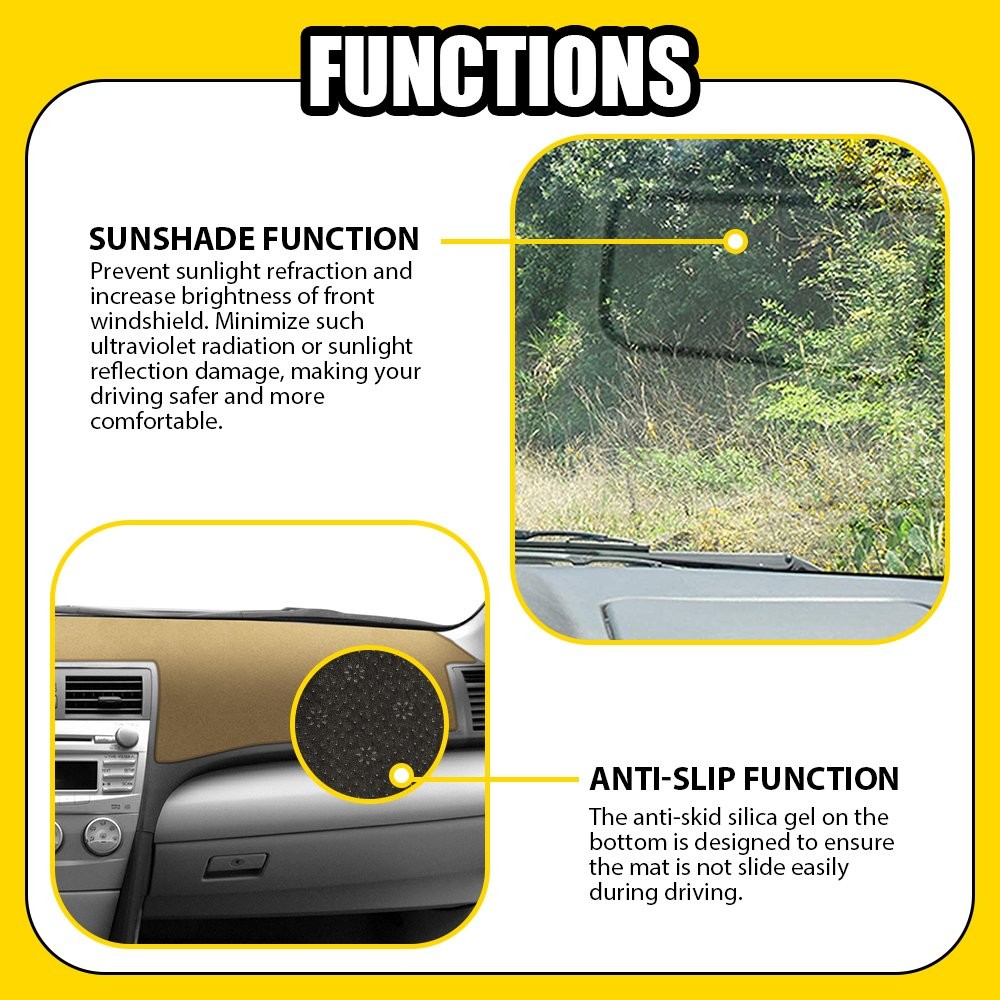 For Toyota Camry 07-11 Dashboard Cover Mat Dash Pad Beige Carpet Sun Shade 1-5X