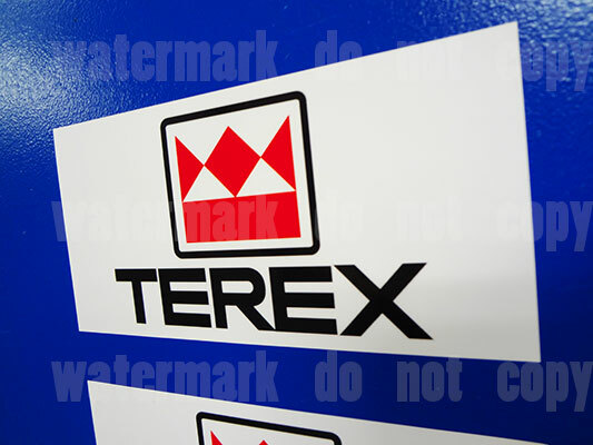 2x Terex white Stickers Decals Digger Tractor Skid Steer Boom Dump Pick the Size